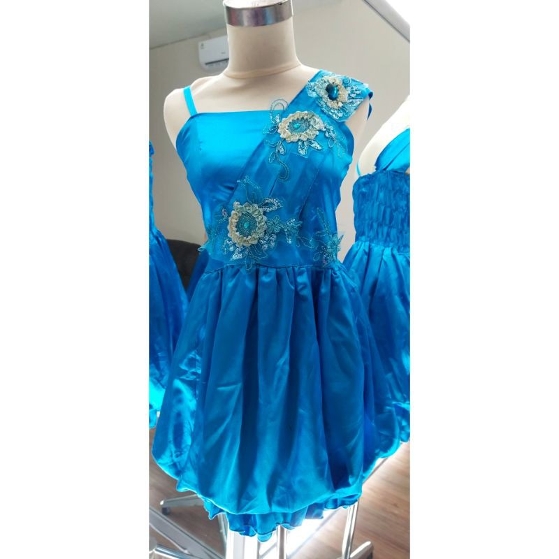 gaun pesta preloved / gaun pesta second / party dress preloved /gaun pesta biru doraemon 002