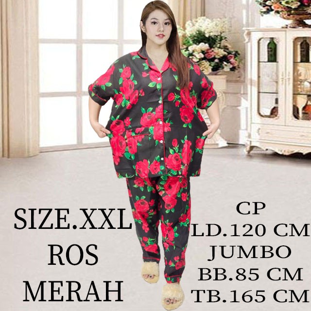 ISANNY PIYAMA SET SIZE XXL BUNGA ROS/BUNGA ROSALINA/READY