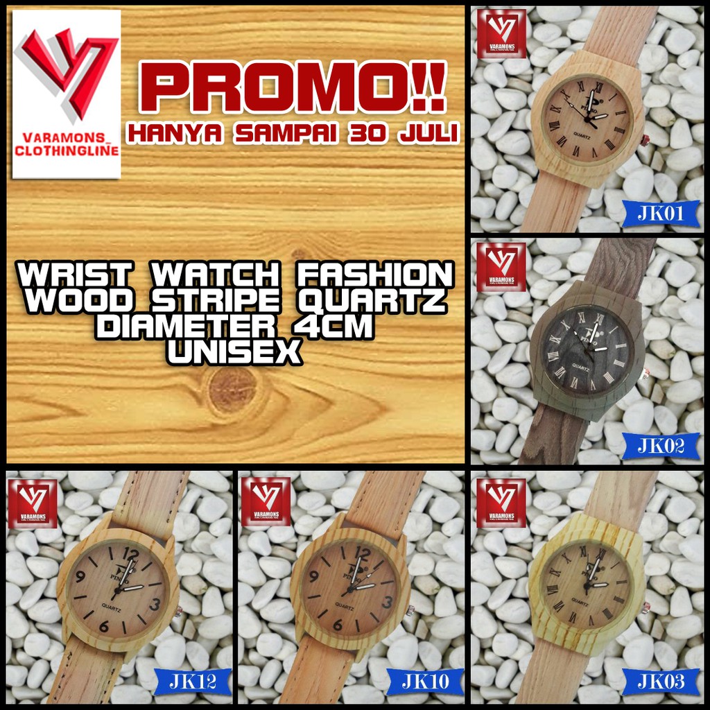  PROMO Jam Tangan Kayu Murah  Pria Wanita Motif Kayu  