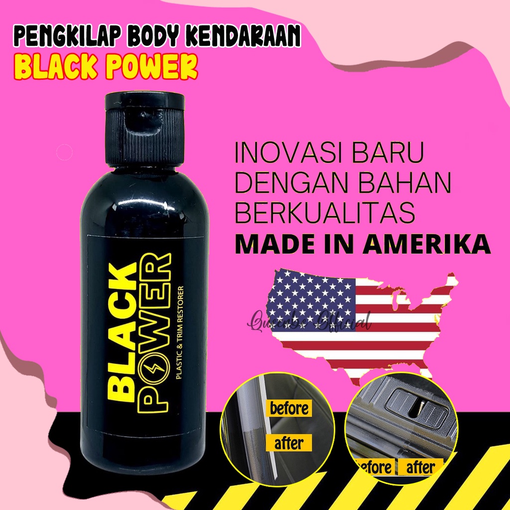 Black Power Alat Kit Semir Poles Pengilap Pemoles Penghitam Body Kendaraan Mobil & Motor Permanen