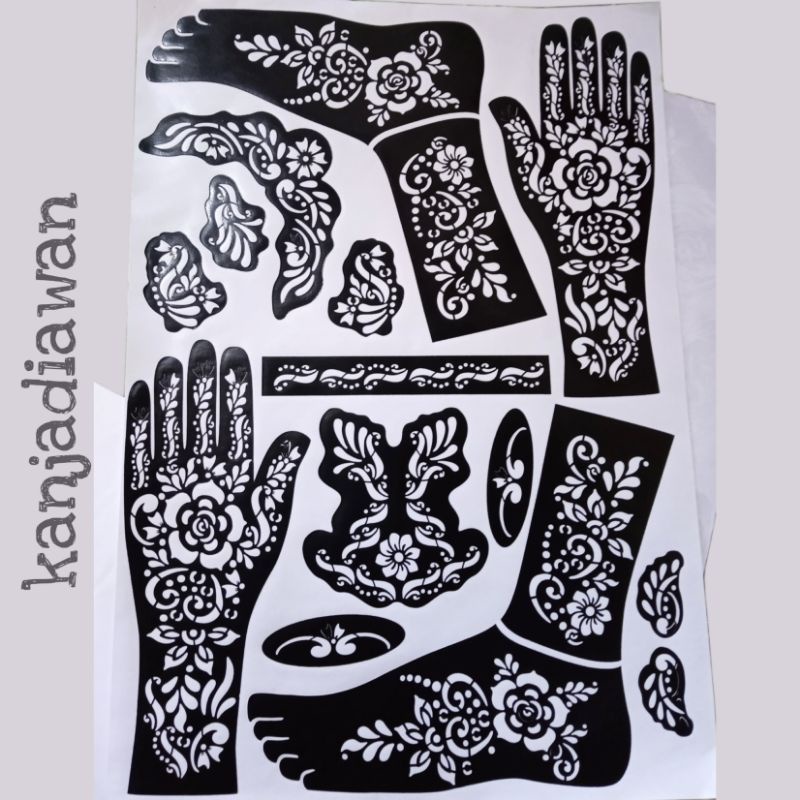Cetakan Hena Stiker Mehendi Pengantin Henna Tangan Kaki