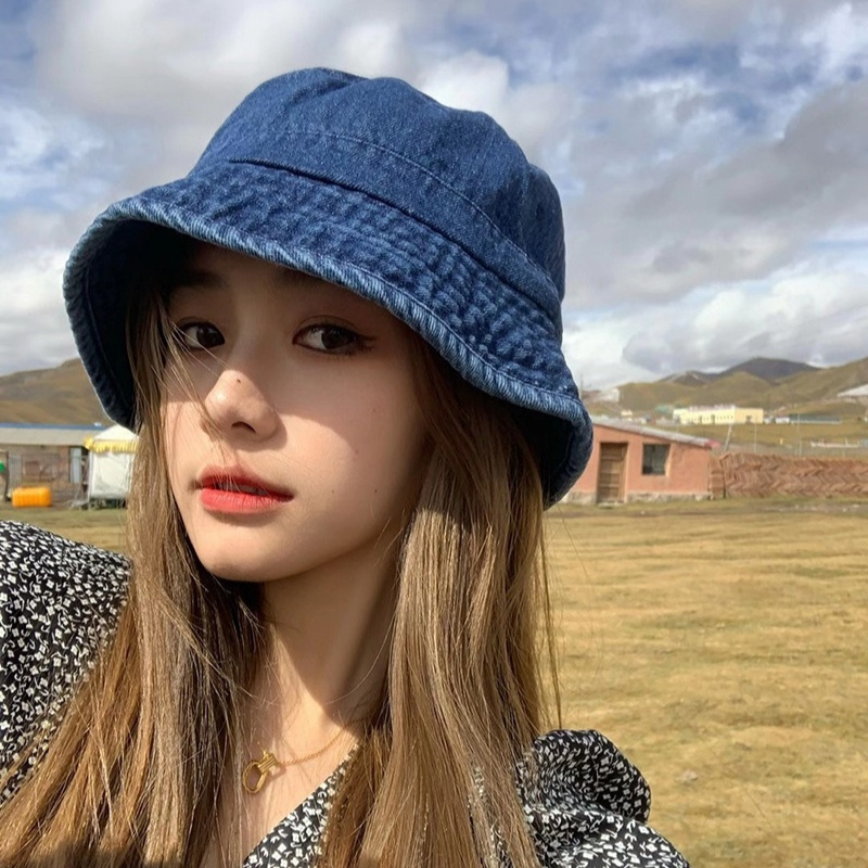 Topi Bucket Hat Denim Korean Style Import Topi Bucket Wanita