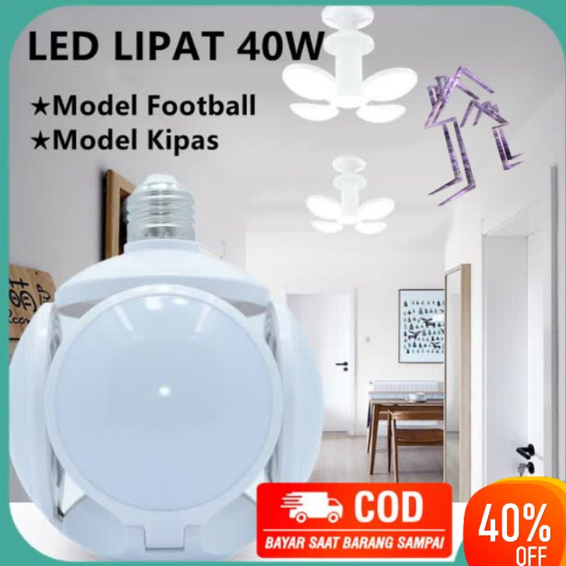 Lampu Bohlam LED Football 36W E27 Lipat Fan Blade Bulb White Lamp Putih Unik Ufo 36 Watt