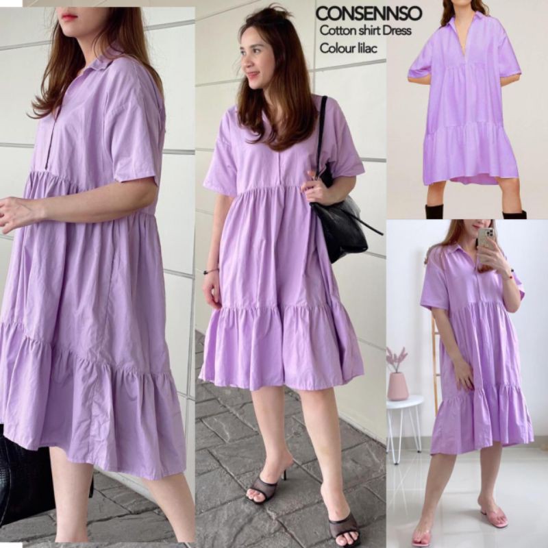 Consenso ruffle shirt dress (Lilac) ORIGINAL 100%