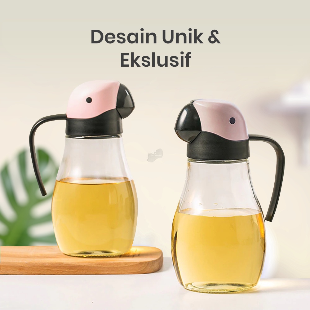 BOTOL KACA MINYAK KECAP SYRUP 600ML | PARROT OIL SAUCE DISPENSER AUTO