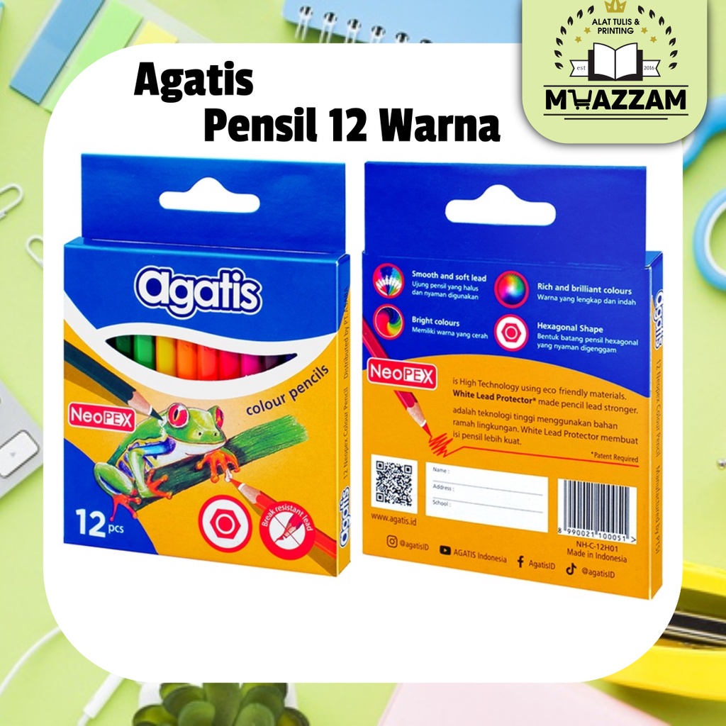 

Agatis NEOPEX Pensil Warna Hexagonal 12 Warna Pendek