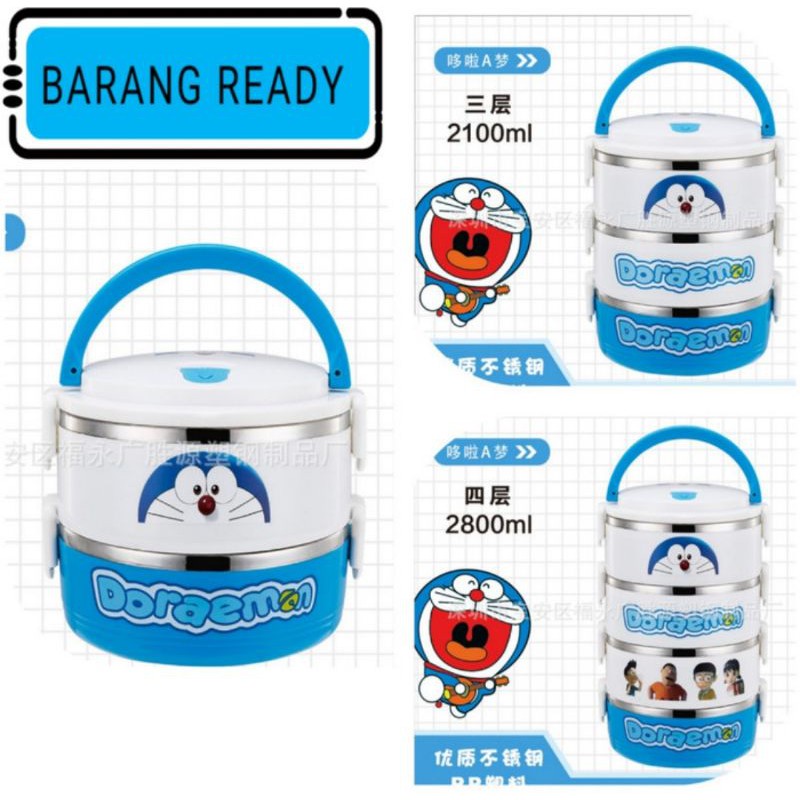 rantang kotak nasi anak lunch box lucu stainless steel blue doraemon hellokitty minion cute karakter