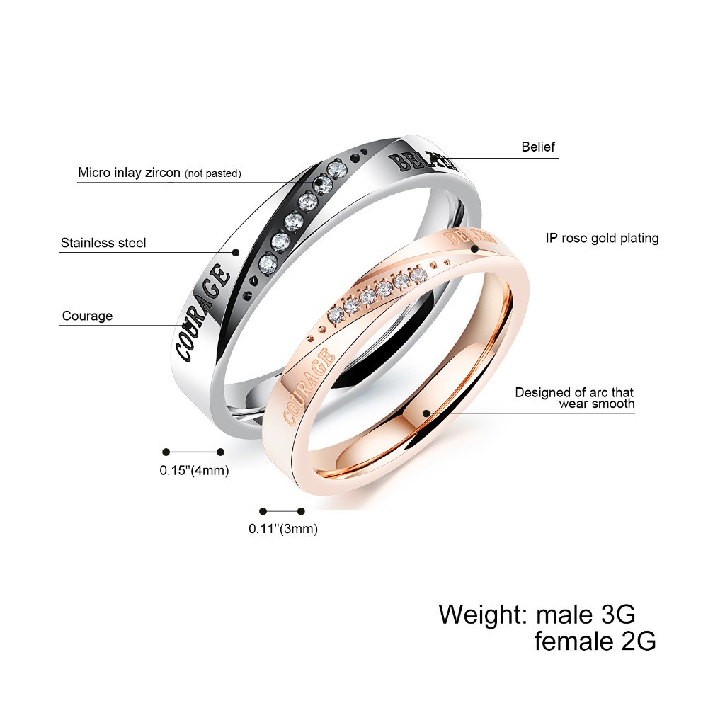 Cincin Kawin  Tunangan  Cincin Couple Titanium Emas Perak CR508