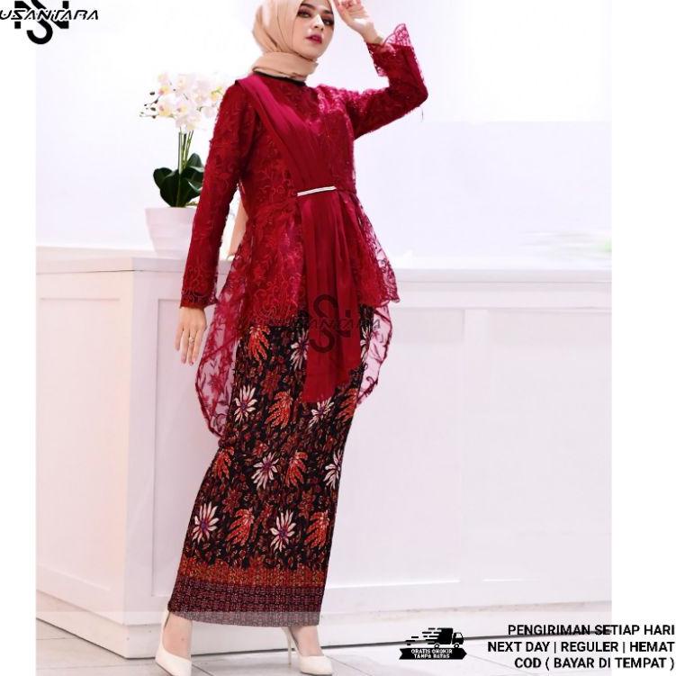 Barang Pilihan.. Kebaya Akad Nikah Modern Aurora Selendang Kebaya Wanita Modern Aurora Selendang Set