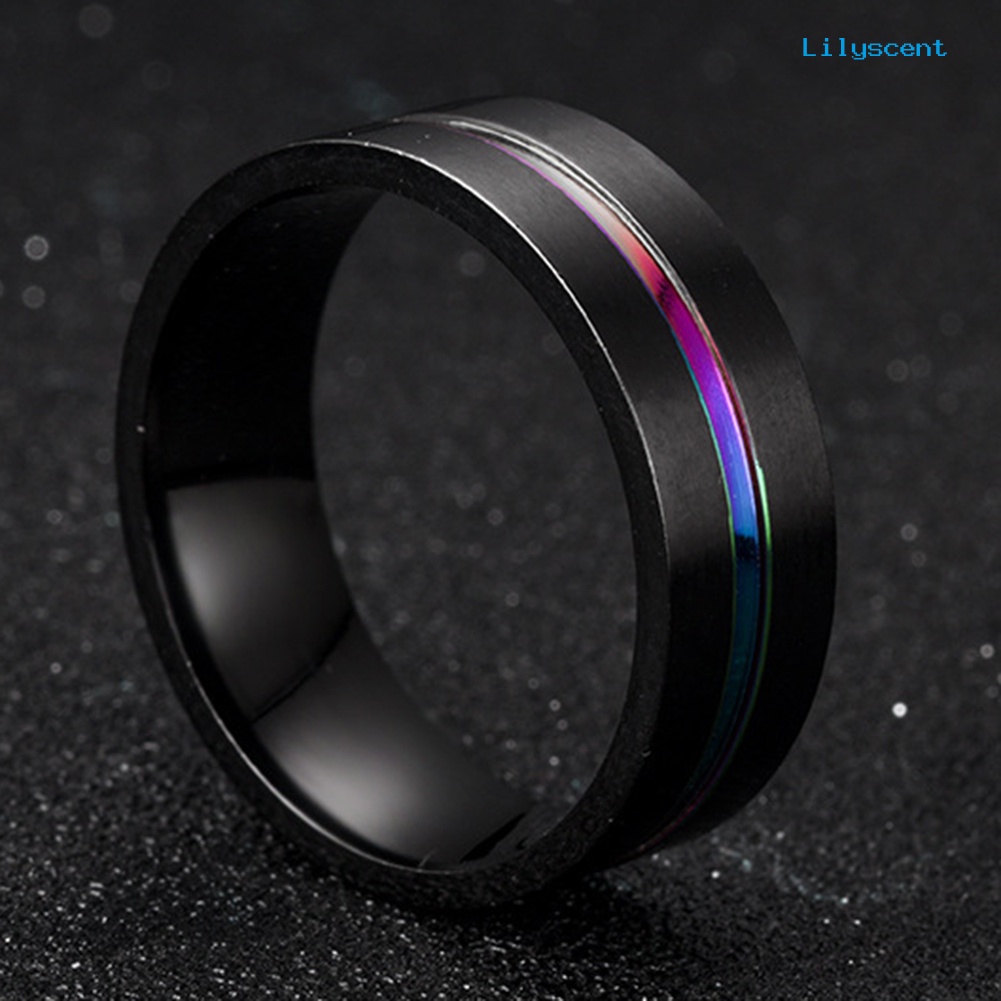 Lilyscent Fashion Unisex Dual Color Thin Multicolor Line-Inside Band Finger Ring Jewelry