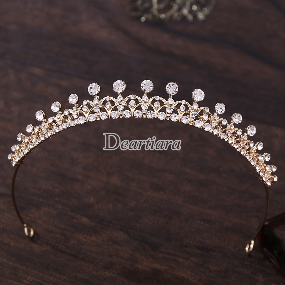 【Spot】Bridal Headdress and Hair Accessories Alloy Inlaid Rhinestone Simple Small Crown