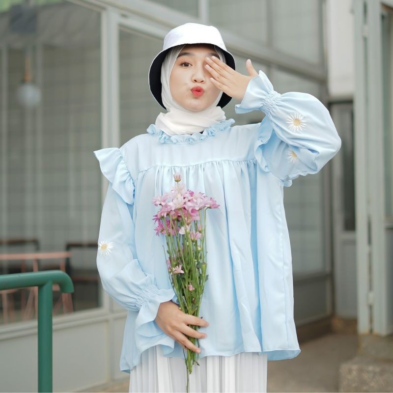 BLOOMING DAISY BLOUSE BORDIR MOSCREPE-2