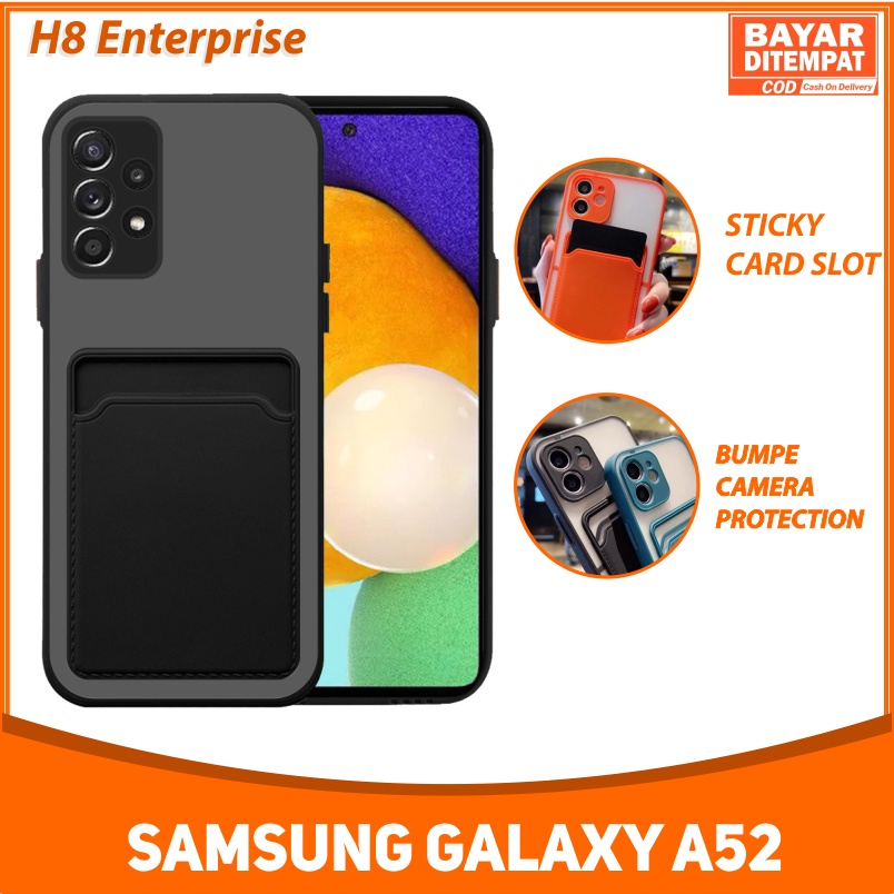 Soft Case Samsung Galaxy A52 Colored Card Slot TPU Casing Holder Simpan Kartu