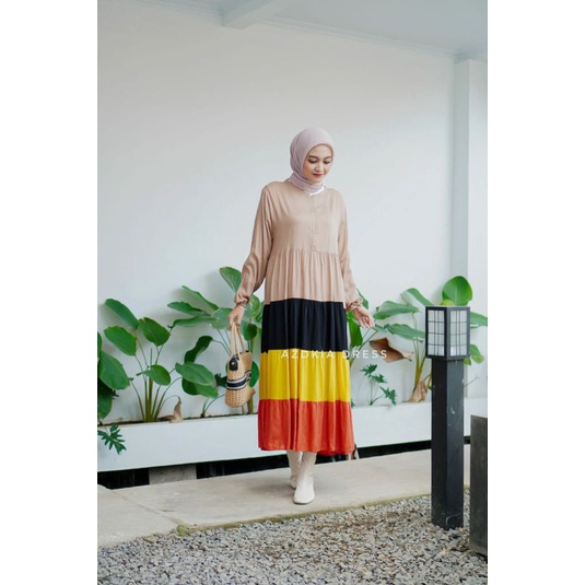 AZKIA DRESS BY YAYUKU/MIDI DRESS AZKIA/DRESS KOMBINASI/BISA COD