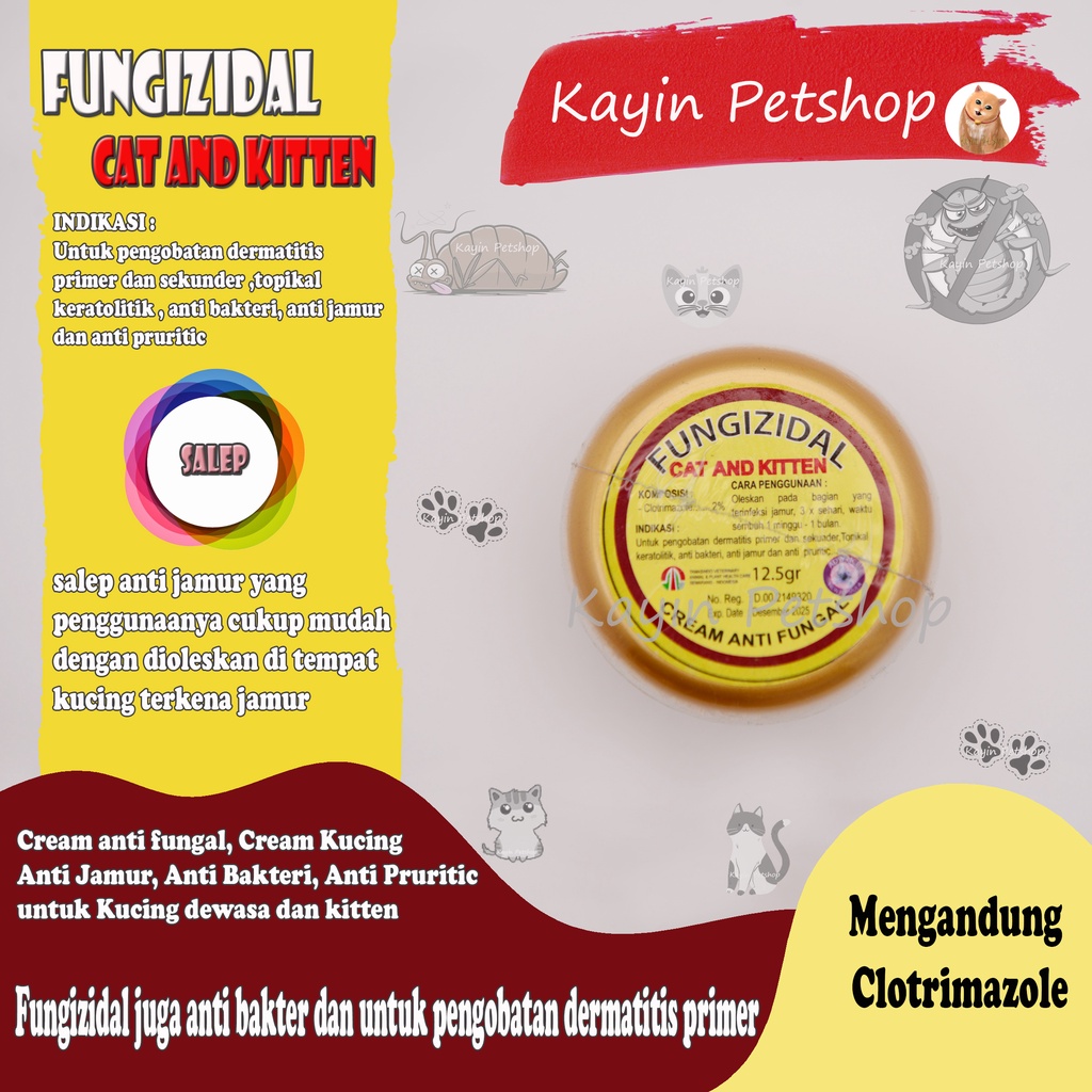 FUNGIZIDAL 12.5gr - Cat And Kitten (obat jamur kucing - obat bakteri kucing - dermatitis kucing - ke