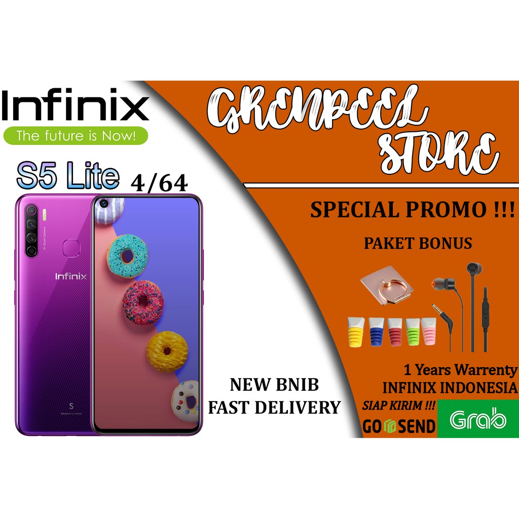 INFINIX S5 LITE 4/64 RAM 4GB ROM 64GB CYAN & VIOLET GARANSI RESMI