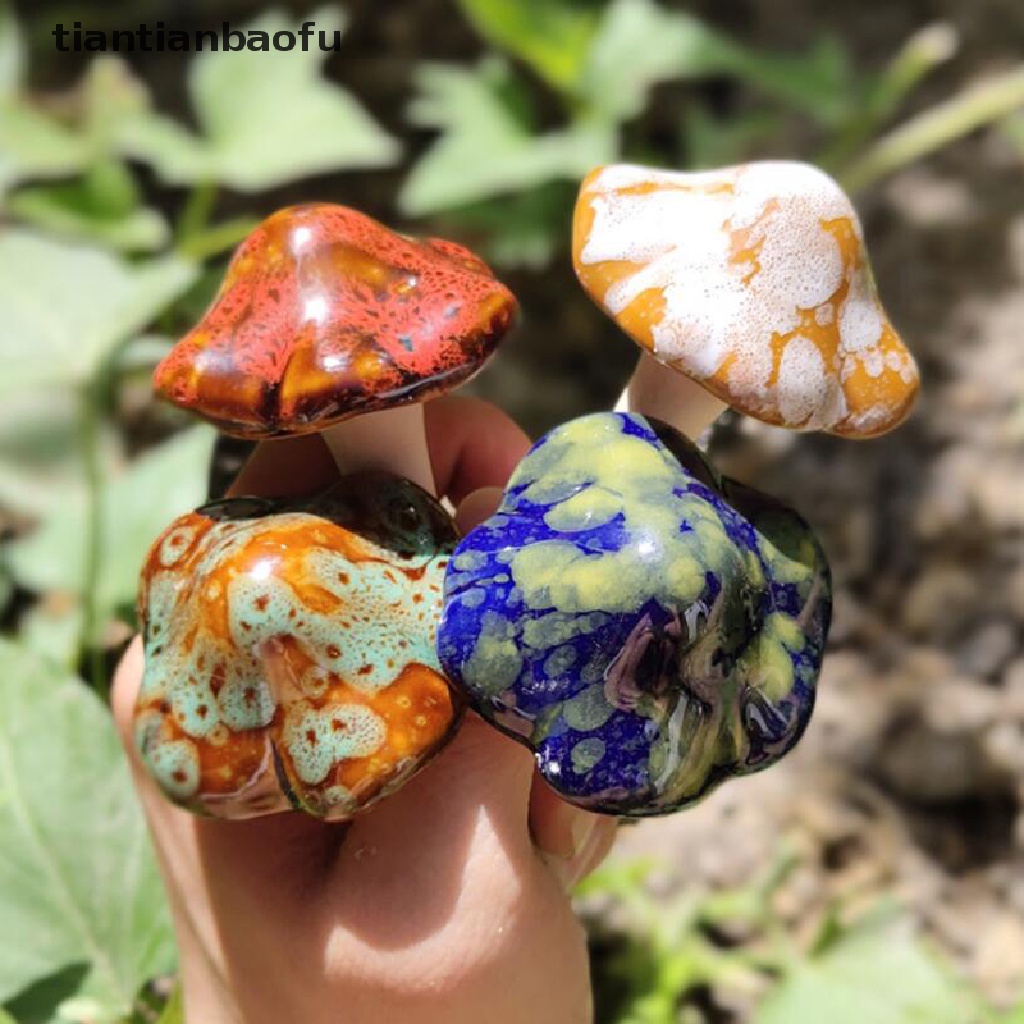 [tiantianbaofu] Ceramic Simulation Mushroom Model Bonsai Ornament DIY Home Garden Lawn Decor Boutique