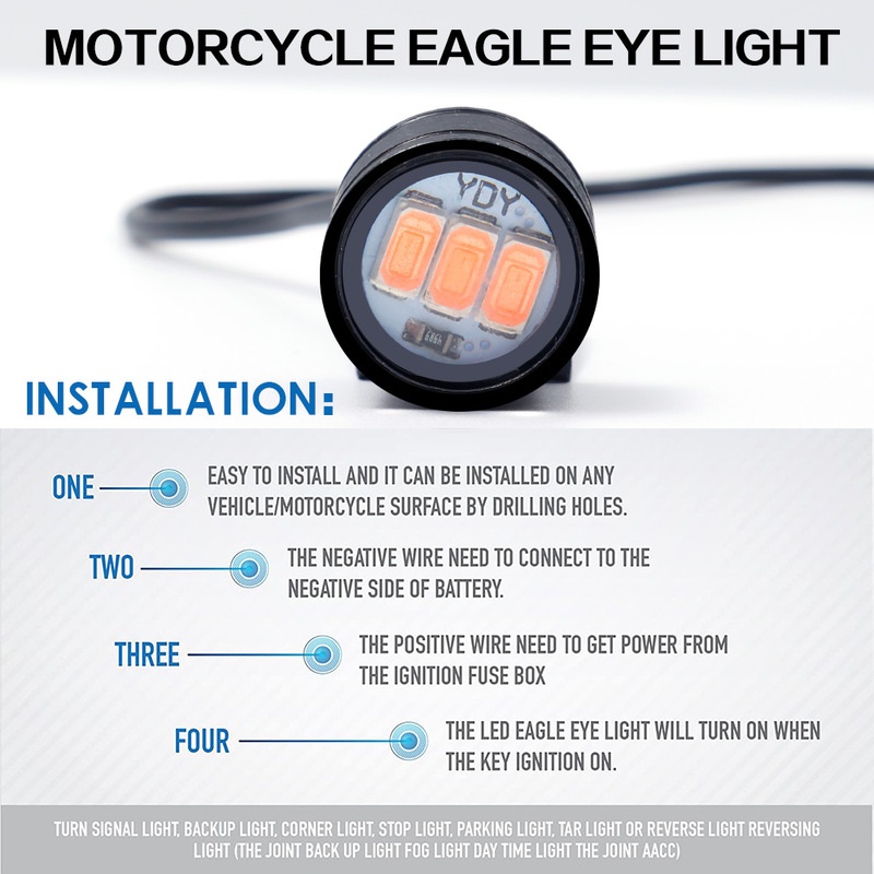 1 Pasang Lampu LED Eagle Eye Universal Untuk Kaca Spion Motor