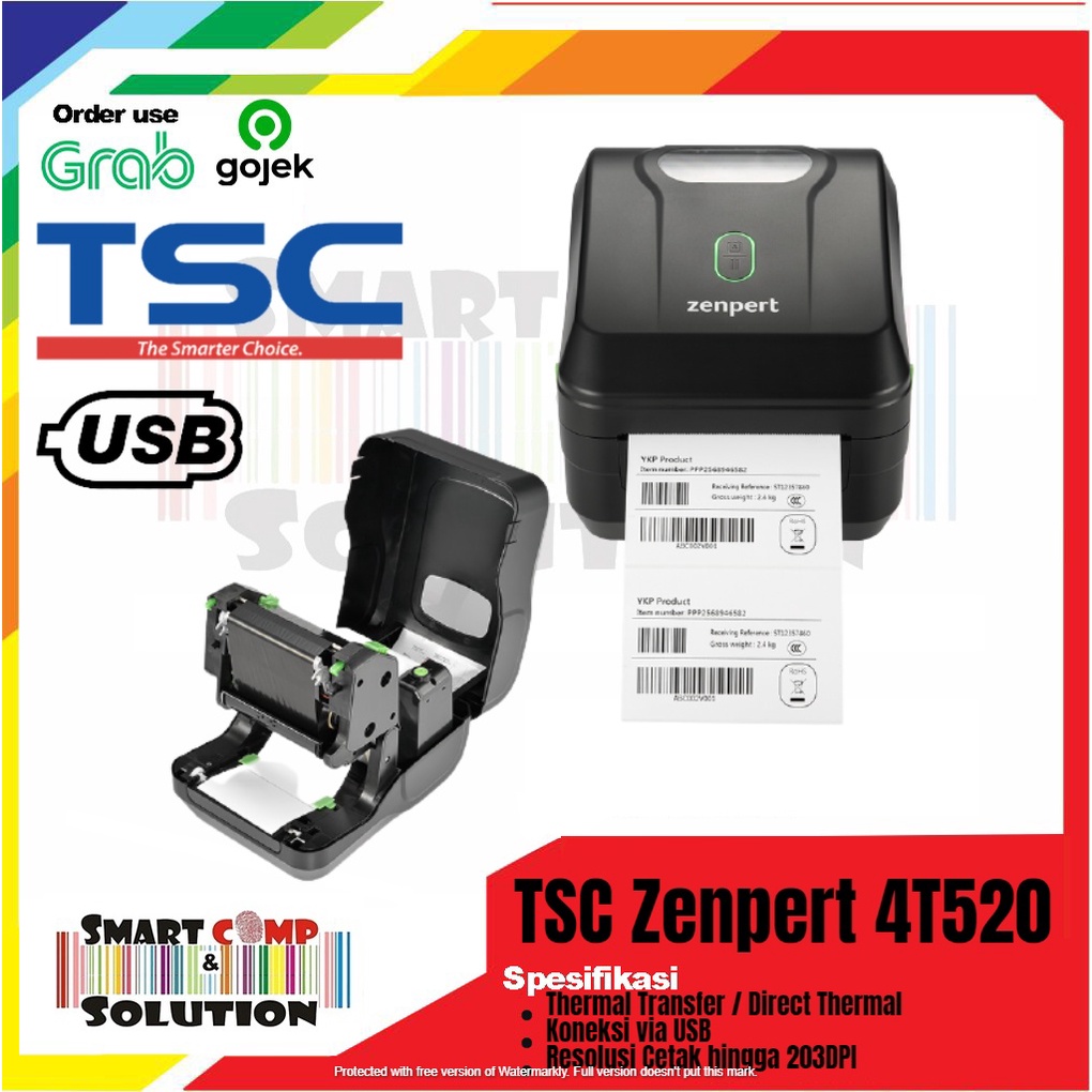 Printer Barcode Label Thermal Direct Transfer TSC Zenpert 4T520 203DPI