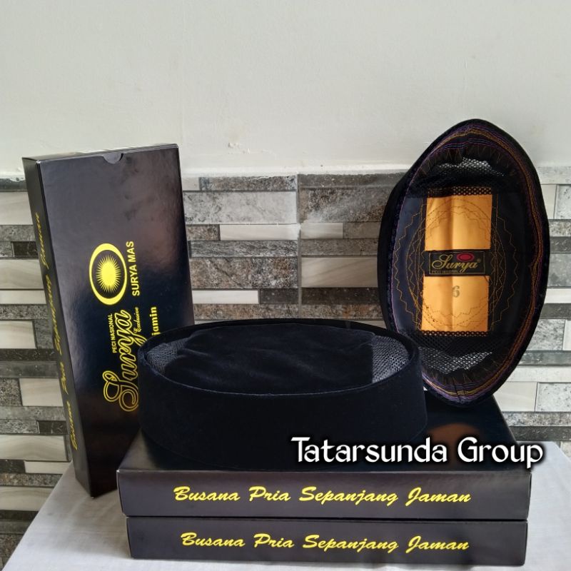 Songkok Hitam Peci Dewasa Surya Mas Motif Manis Tinggi 7 Cm 8 Cm 9 Cm 10 Cm Exclusive Hitam Polos Ac Kualitas Peci Manis HM. TOHA