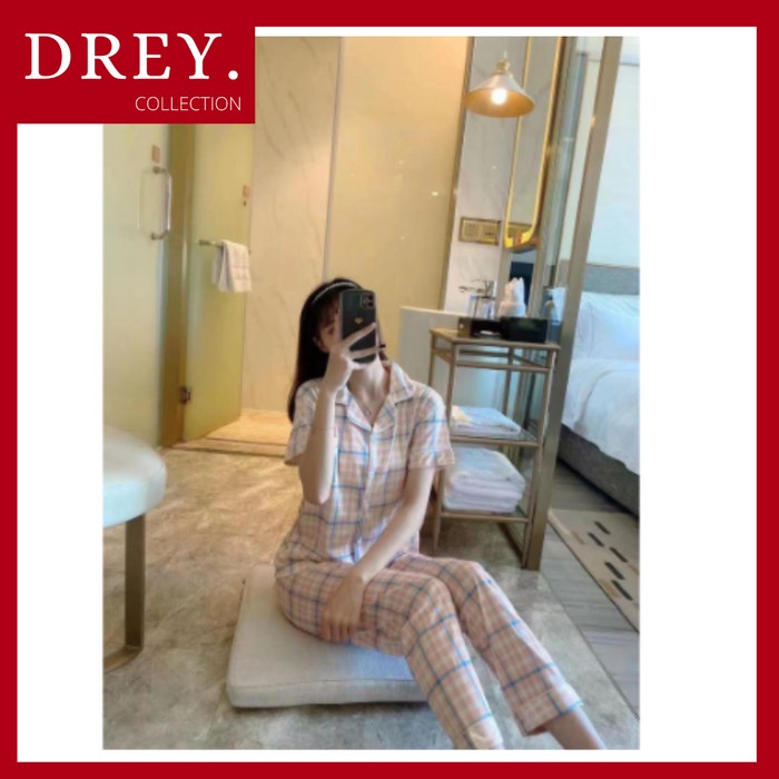 Set Piyama Wanita Perset Murah Celana Panjang Pendek Dewasa Sexy Jumbo Lengan Panjang Kaos Katun J4U