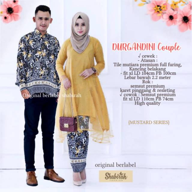 Couple Batik Durgandini tile mutiara exclusive - setelan baju sarimbit kebaya kondangan remaja dewas