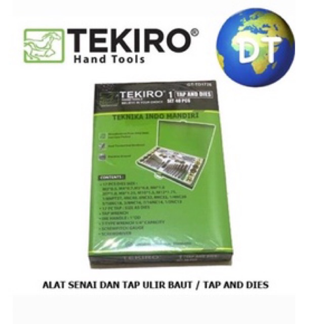 Tap And Dies TEKIRO 40 pcs - Alat Snai dan Tap Ulir Baut Set 40pcs - Alat Tap Senai 40pc GT-TD1726