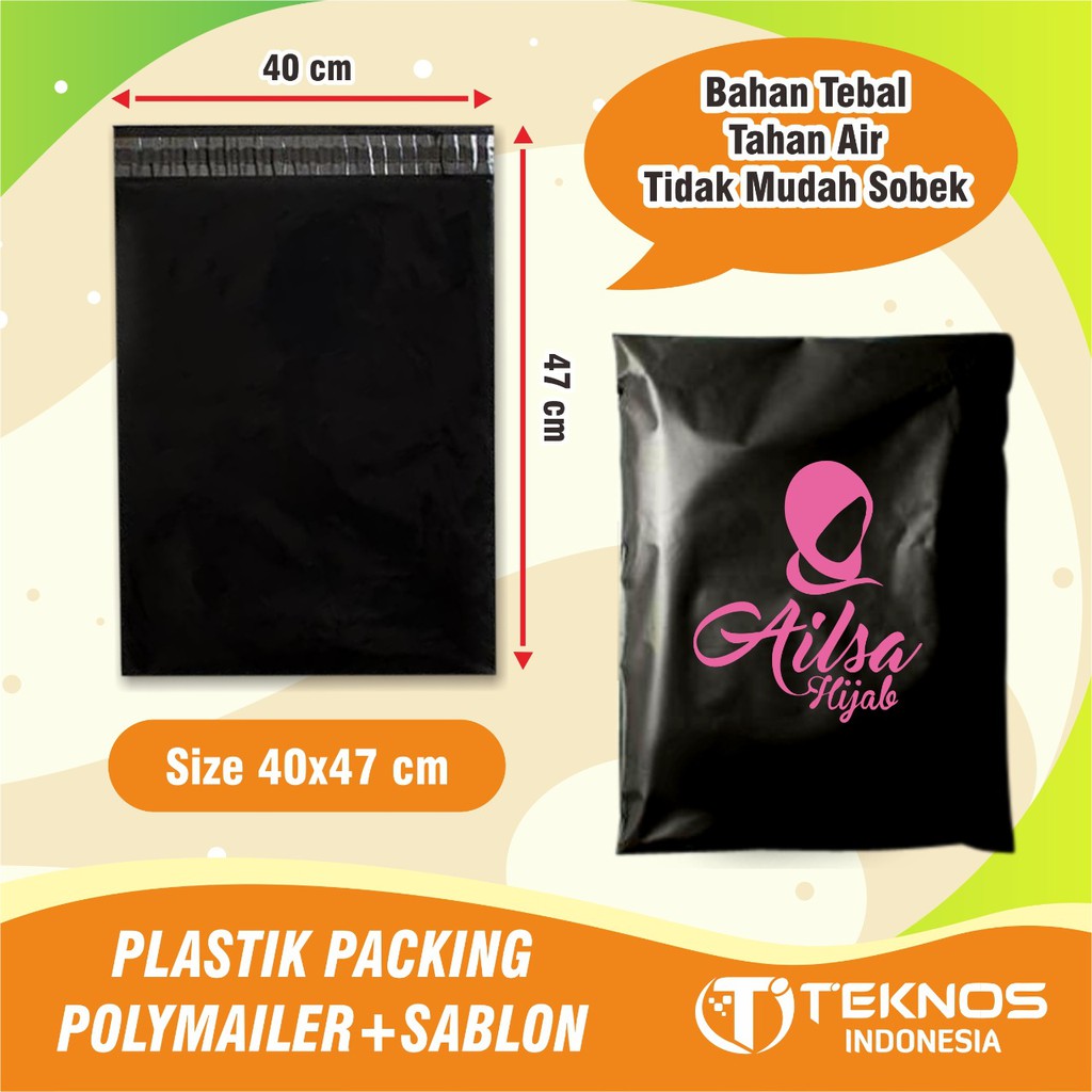 PLASTIK POLYMAILER SABLON  PACKING PACKAGING  OLSHOP HITAM 