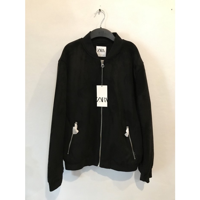 SUEDE BOMBER JACKET ZARA MAN ORIGINAL JACKET ZARA HITAM SUEDE ORIGINAL