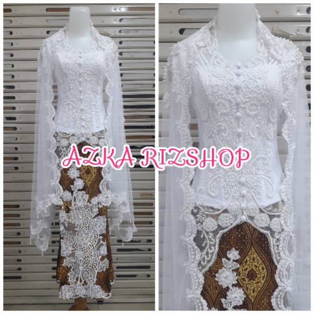 SET KEBAYA AKAD NIKAH KEBAYA MANTEN MODERN KEBAYA PUTIH