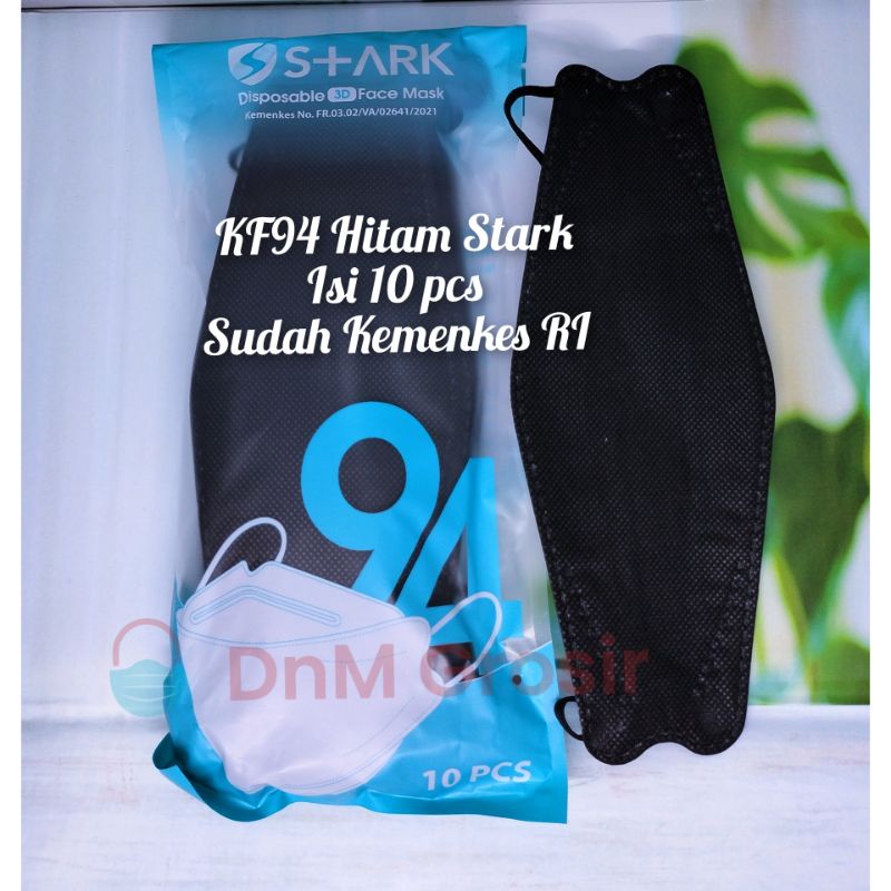 Masker KF94 Korea Evo 4ply Warna Hitam Putih Isi 10 pcs