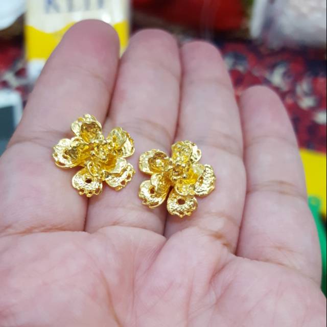 Giwang bunga kendari lapis emas 24k