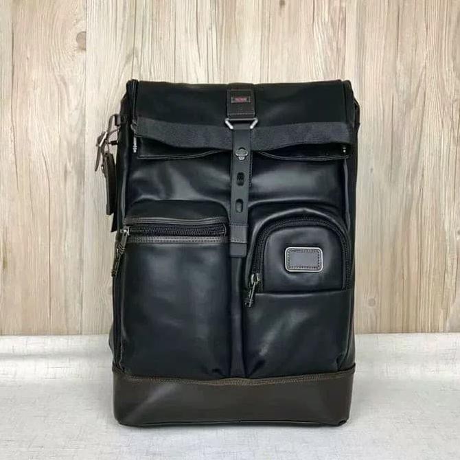 BACKPACK TUMI KEROLL TOPAL LEATHER - HITAM DIJAMIN KEREN