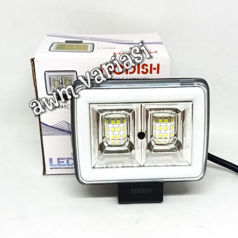 Lampu tembak sorot CWL LED 12 senja engel biru FLASH buat motor/mobil