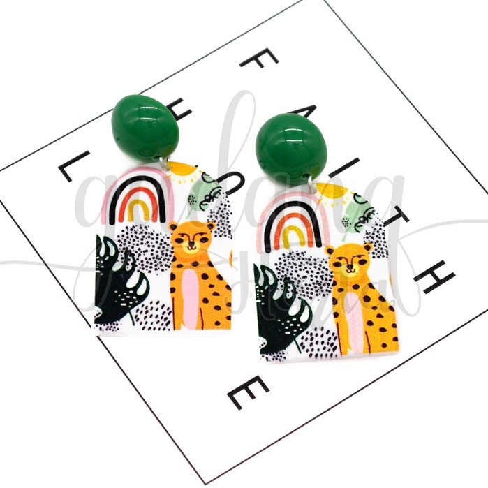 Anting Stud Leopard Forest Earring Motif Kucing Taman GH 203341