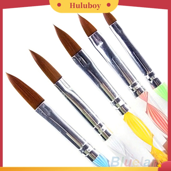 Huluboy Huluboy♡ 5pcs / Set Brush Pen Akrilik Untuk Desain Nail Art 3D DIY