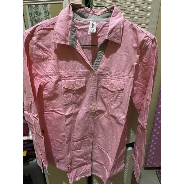 kemeja wanita baby pink