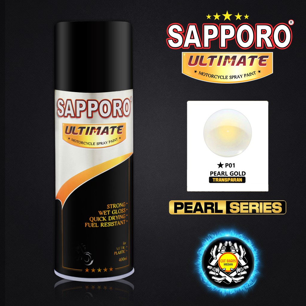 SAPPORO ULTIMATE P01 PEARL GOLD LEMBAYUNG EMAS MUTIARA CAT SEMPROT 400 ML GRADASI EMAS KUNING TRANSP