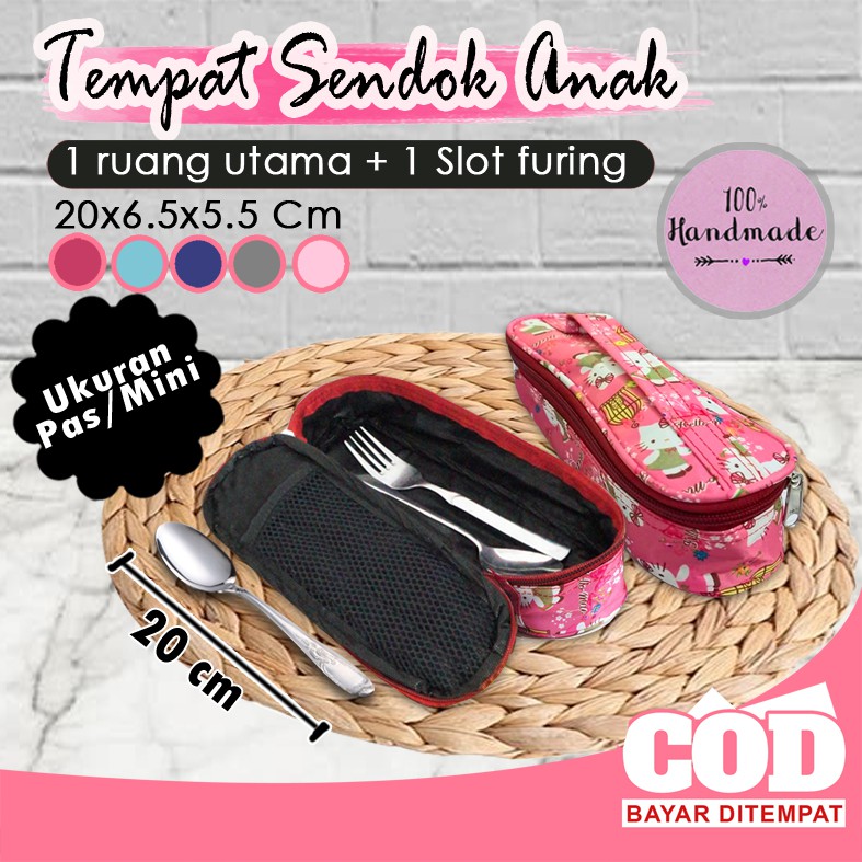 Tas Sendok Mini Motif Wadah Sendok Garpu Pouch Sendok Tempat Alat Makan Set Travel Multifungsi Murah