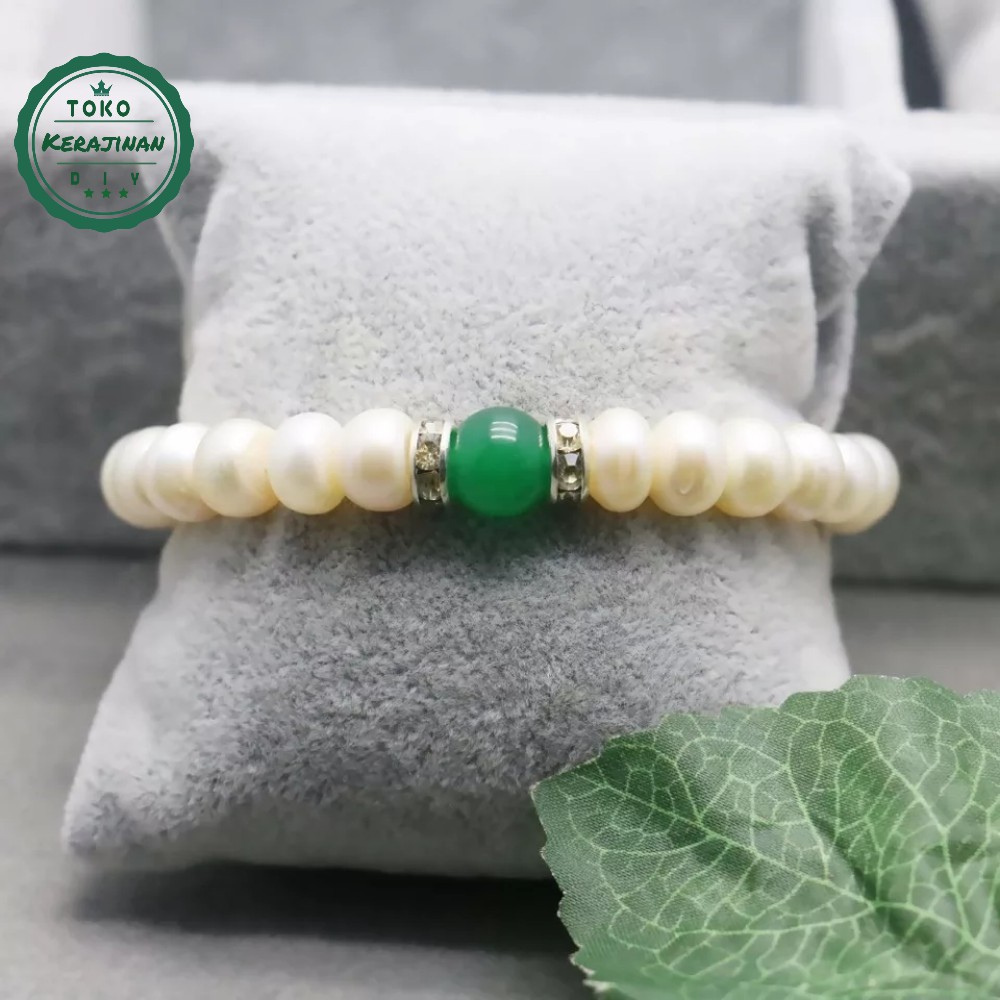 Gelang Mutiara Batu Giok Jade White