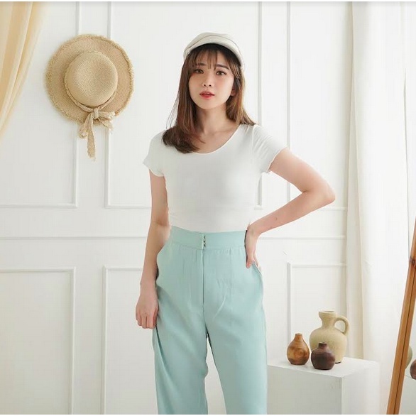 Korean Crop Top Baju Atasan Wanita Kaos Croptop  Polos 027