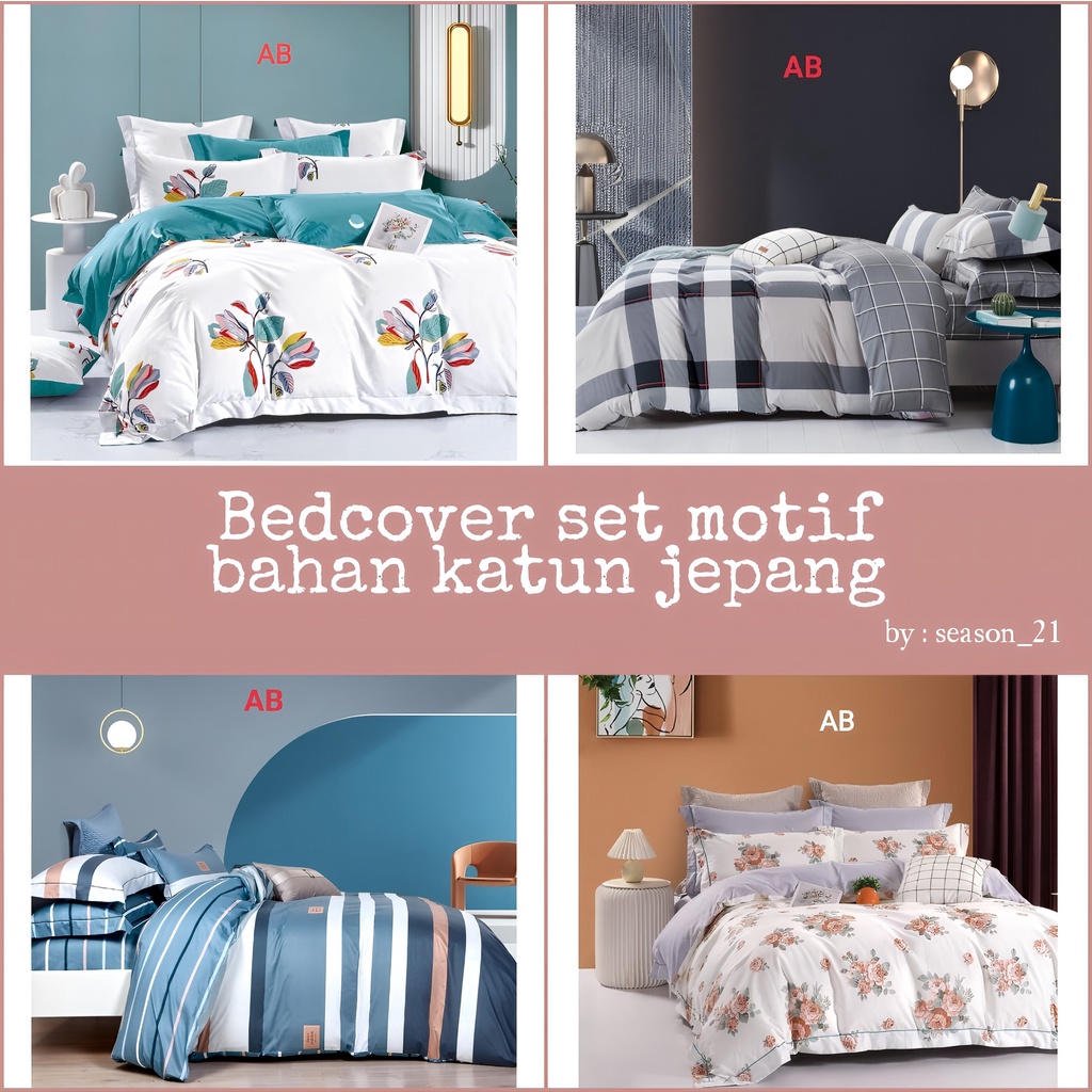Bedcover Set Katun Jepang Asli Original Import Ukuran King Queen & Single Free Custom Size