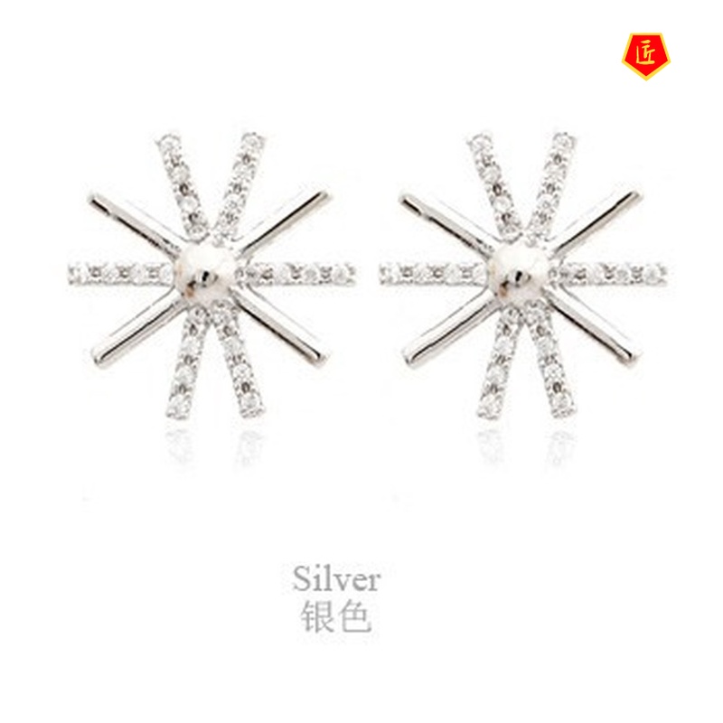 [Ready Stock]Silver Daisy Micro Rhinestone Stud Earrings