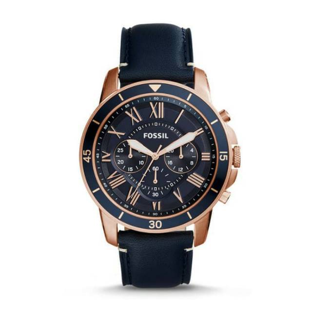 JAM TANGAN PRIA FOSSIL GRANT SPORT CHRONOGRAPH BLUE LEATHER FS 5237