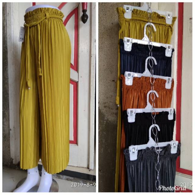 Celana Kulot Plisket Murah (Warna Pink Maroon)