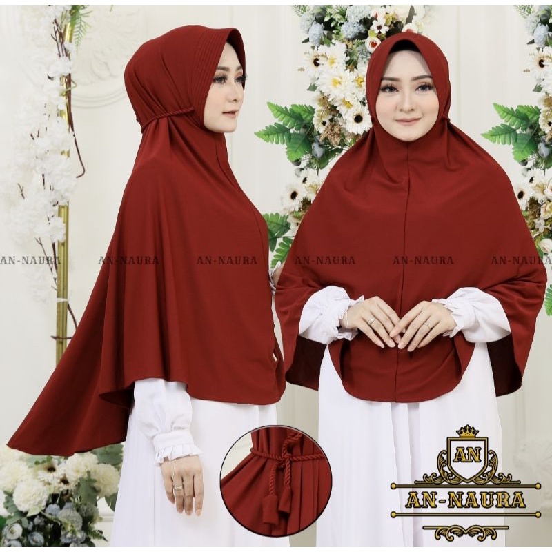 Bergo jumbo tali kepang jersey airish / hijab instan jumbo terbaru / khimar jersey tali ulir