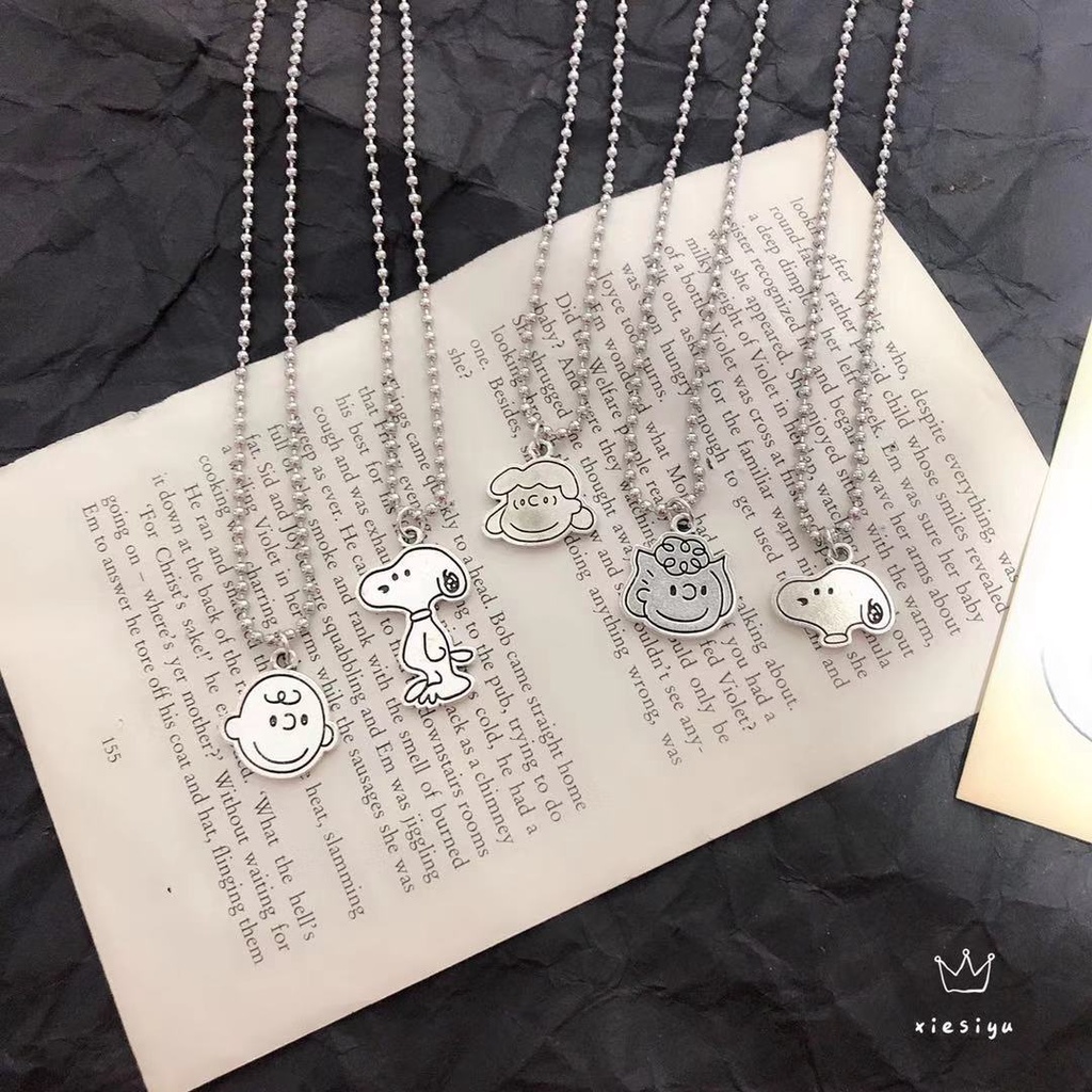 Kalung Leher Bulat Desain Snoopy Charlie Untuk Pria Dan Wanita