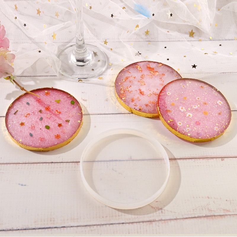 SIY  2Pcs Round Square Coaster Resin Mold Kit Geode Agate Resin Coaster Molds Tools