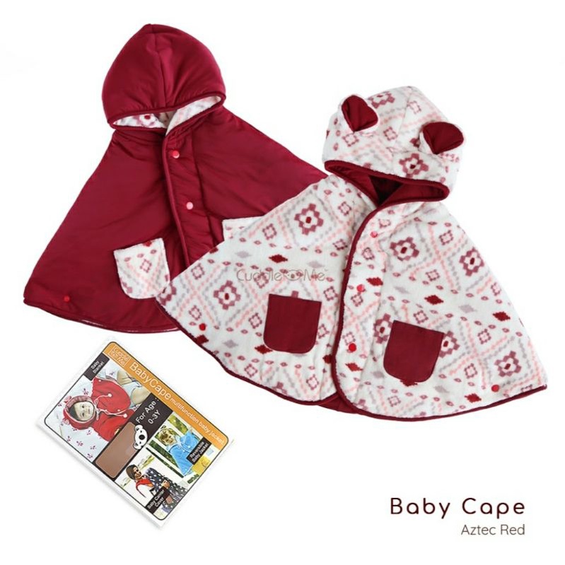 CUDDLEME BABYCAPE SELIMUT JAKET BOLAK BALIK MANTEL KOREA KADO BAYI-Aztec red