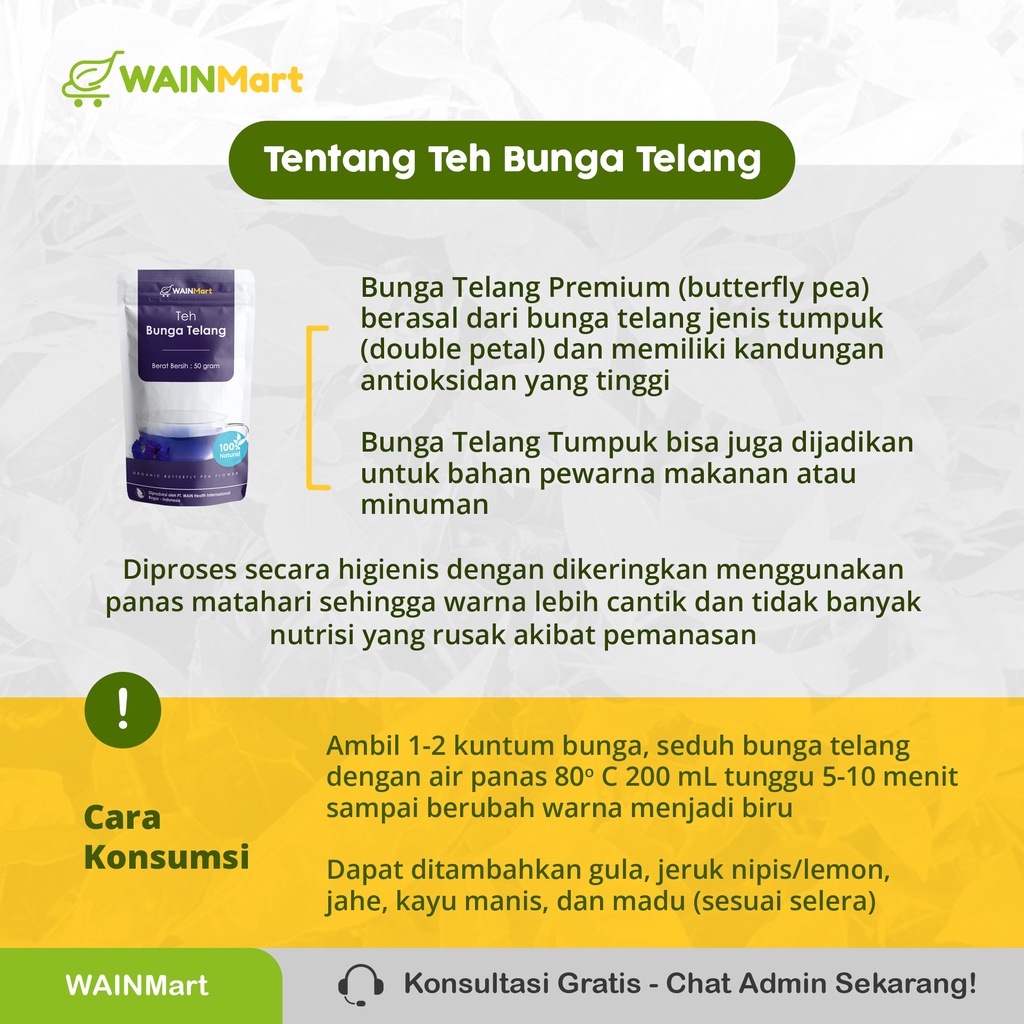 Bunga Telang TUMPUK PREMIUM 50gram Bunga Telang Tumpuk Pewarna Alami Herbal Organik dan Sehat